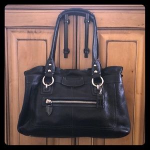 Coach F14686 Penelope In Slvr/Blk Pebbled leather